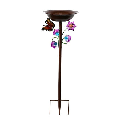 Iron Bird Bath Feeder Stake Mount for Villa Manor Garden Decor