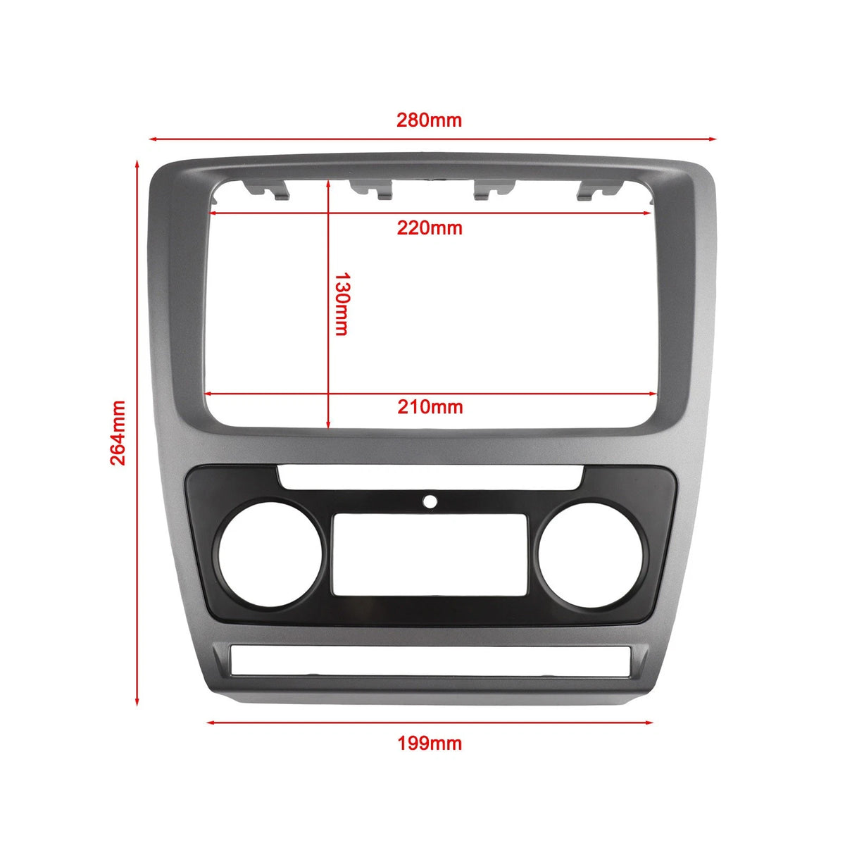 Facia Panel for Skoda Octavia Double Din Grey (Air Conditioning Use)
