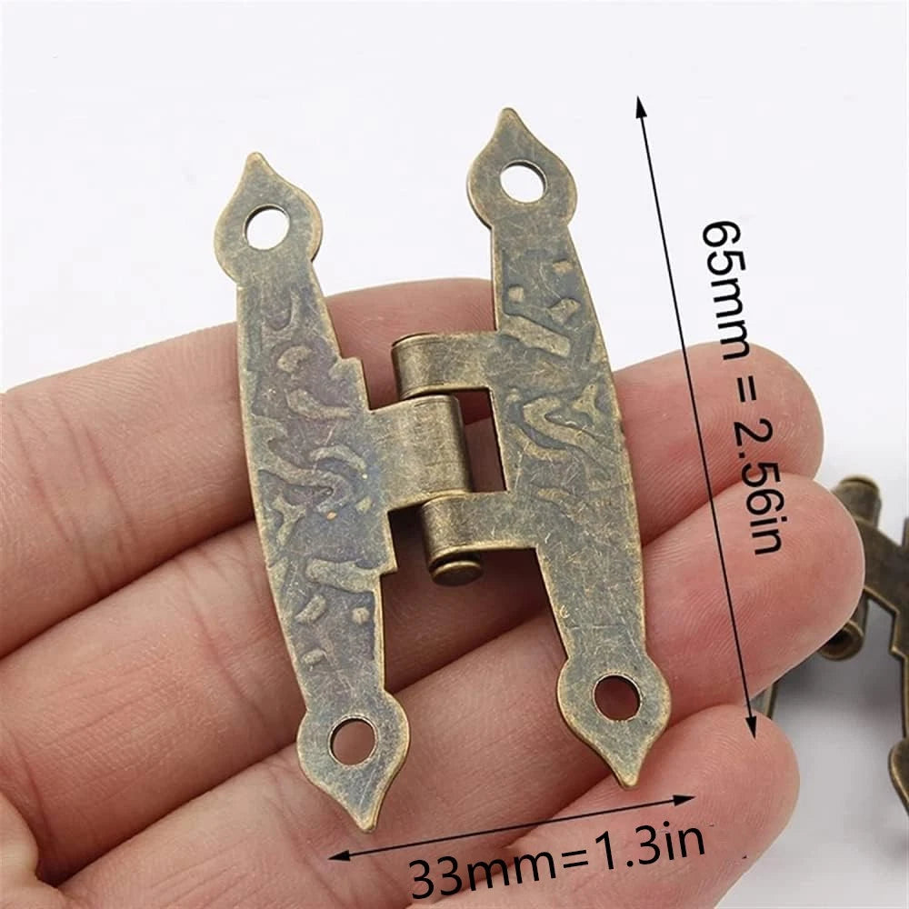 6pcs Antique H-type Hinges for Jewelry Box Door (65mm x 33mm)