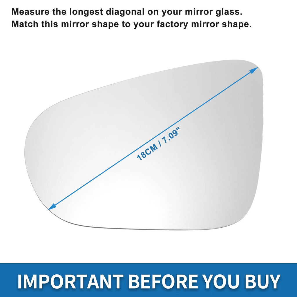 Heated Left Side Mirror Glass Replacement for Volkswagen Golf Mk6 Touran (2011–2015)