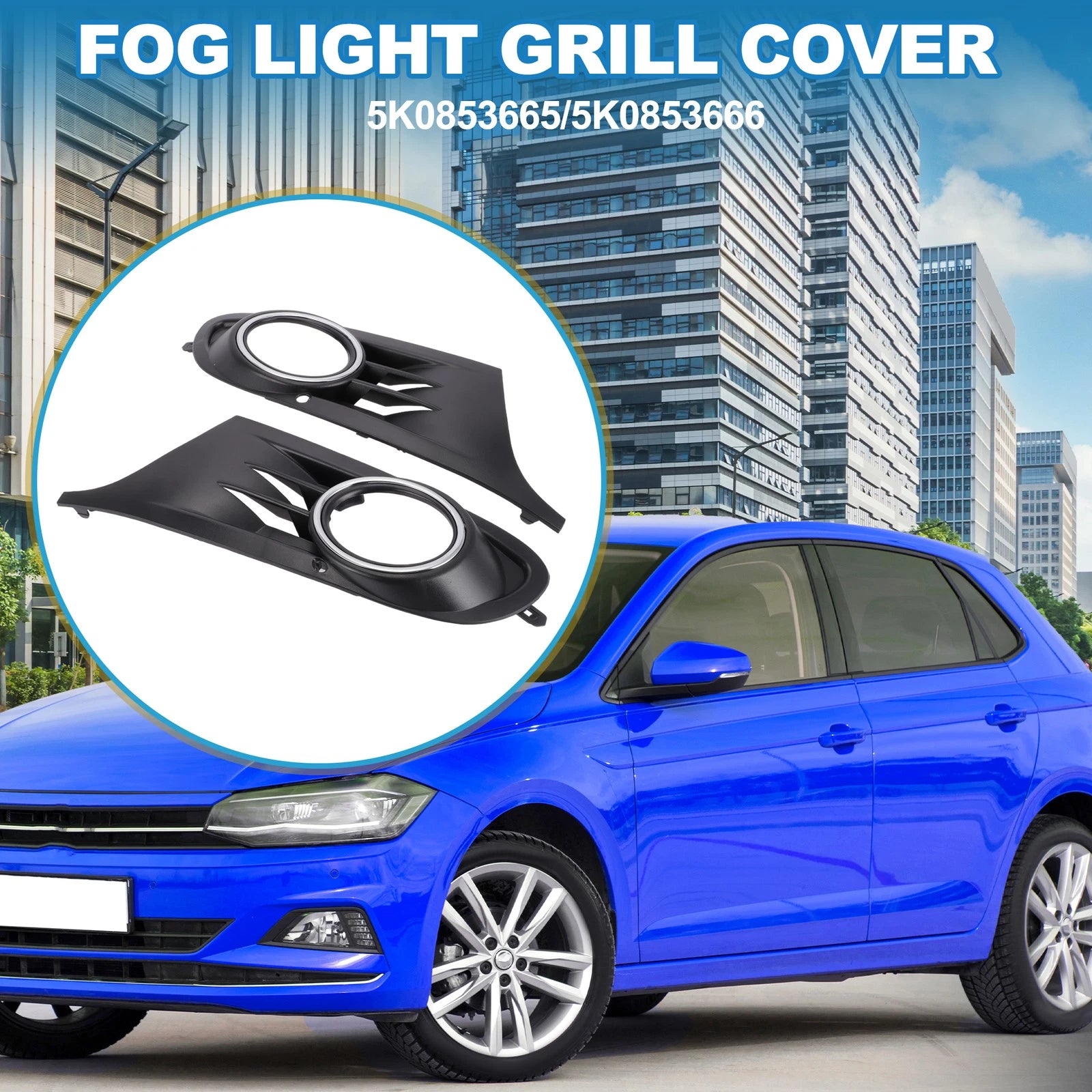 Car Front Fog Light Grill Pair Replacement for Volkswagen Golf MK6 (2009–2014)