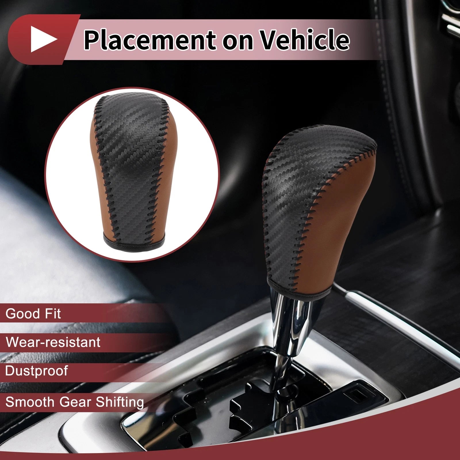 Gear Shift Knob Cover Replacement for Subaru Forester (2006–2012) Brown
