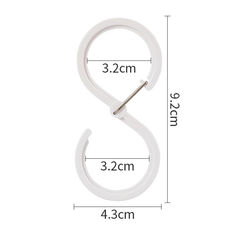 Set of 8 Clear Plastic S Hooks for Kitchen and Bath Organization