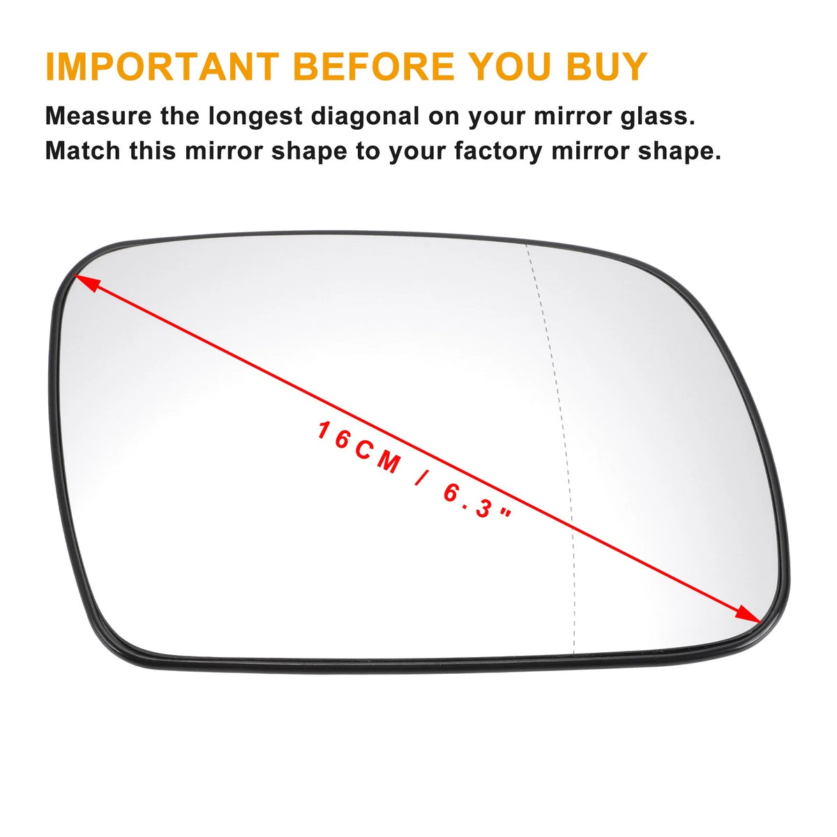 Right Side Heated White Mirror Glass for Peugeot 307 (2001–2009)