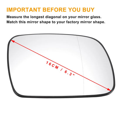 Right Side Heated White Mirror Glass for Peugeot 307 (2001–2009)