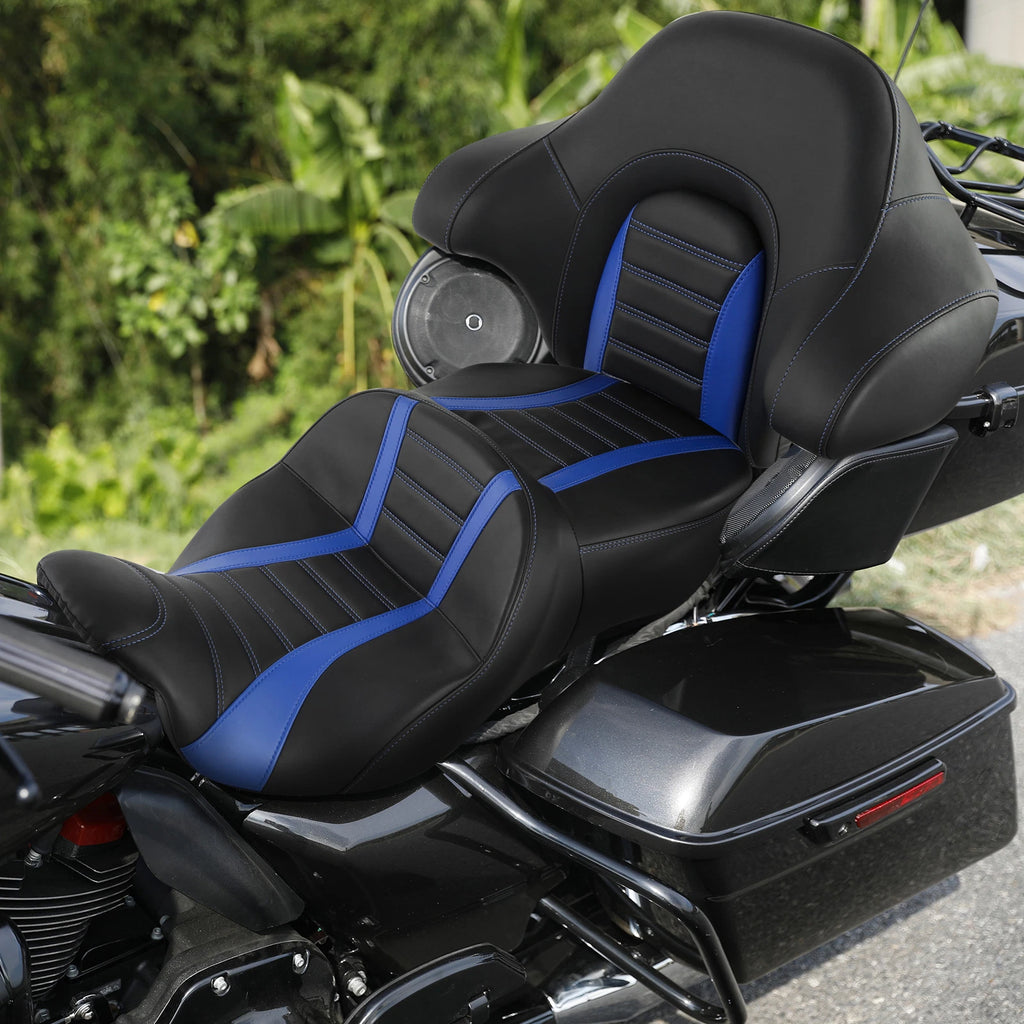 Gel Seat Backrest for Harley Road Glide (2014–2023) - Black Blue