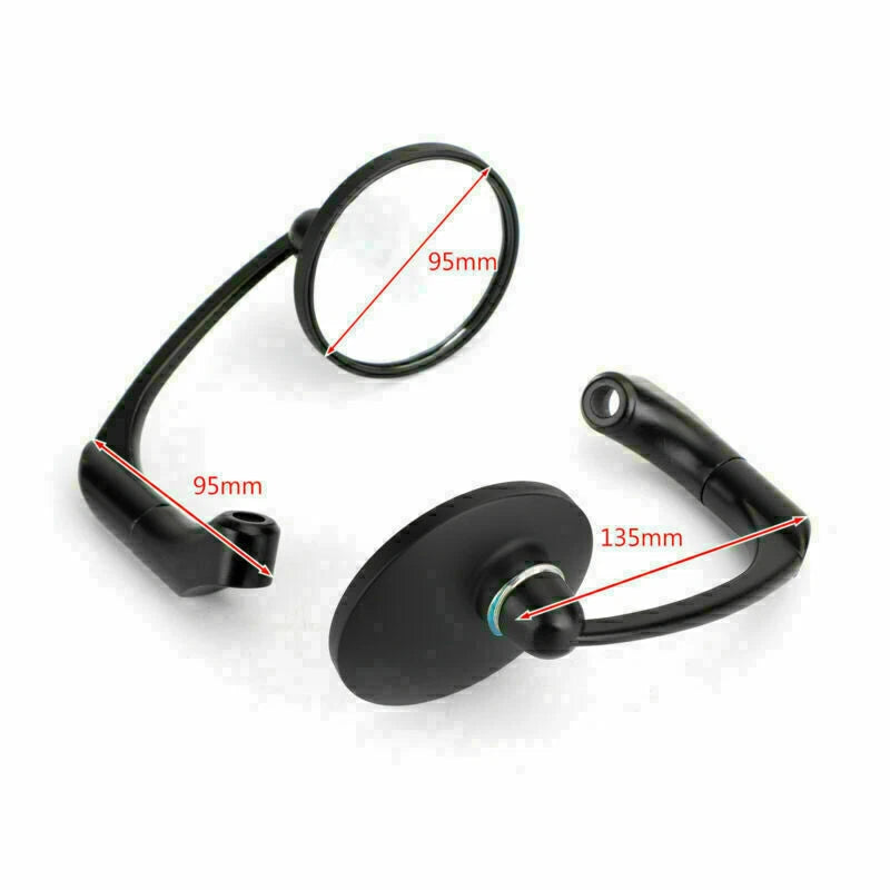Pair of Moto L-Bar Round Rear View Mirrors for Universal (8mm 10mm)