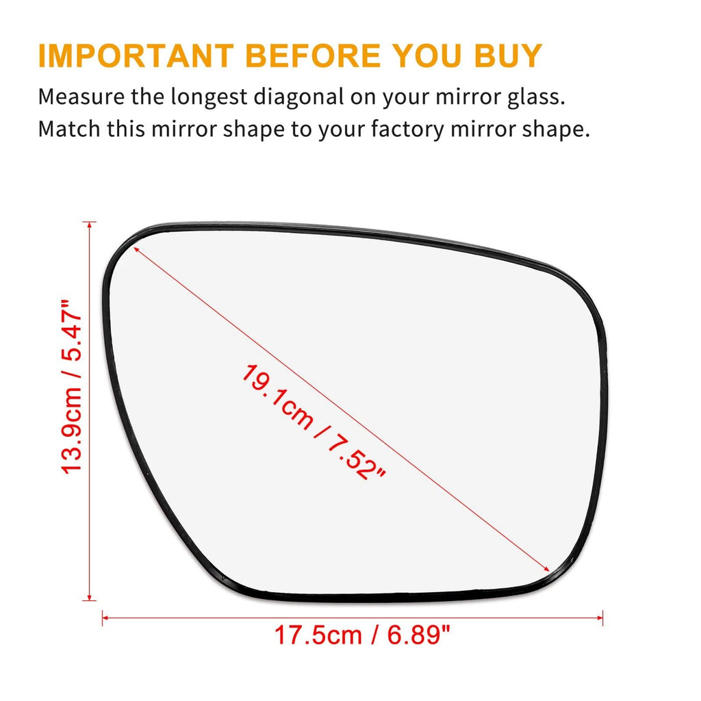 Heated Side Mirror Glass with Backing Right for Mazda 5 CX-7 CX-9 (2007–2015)