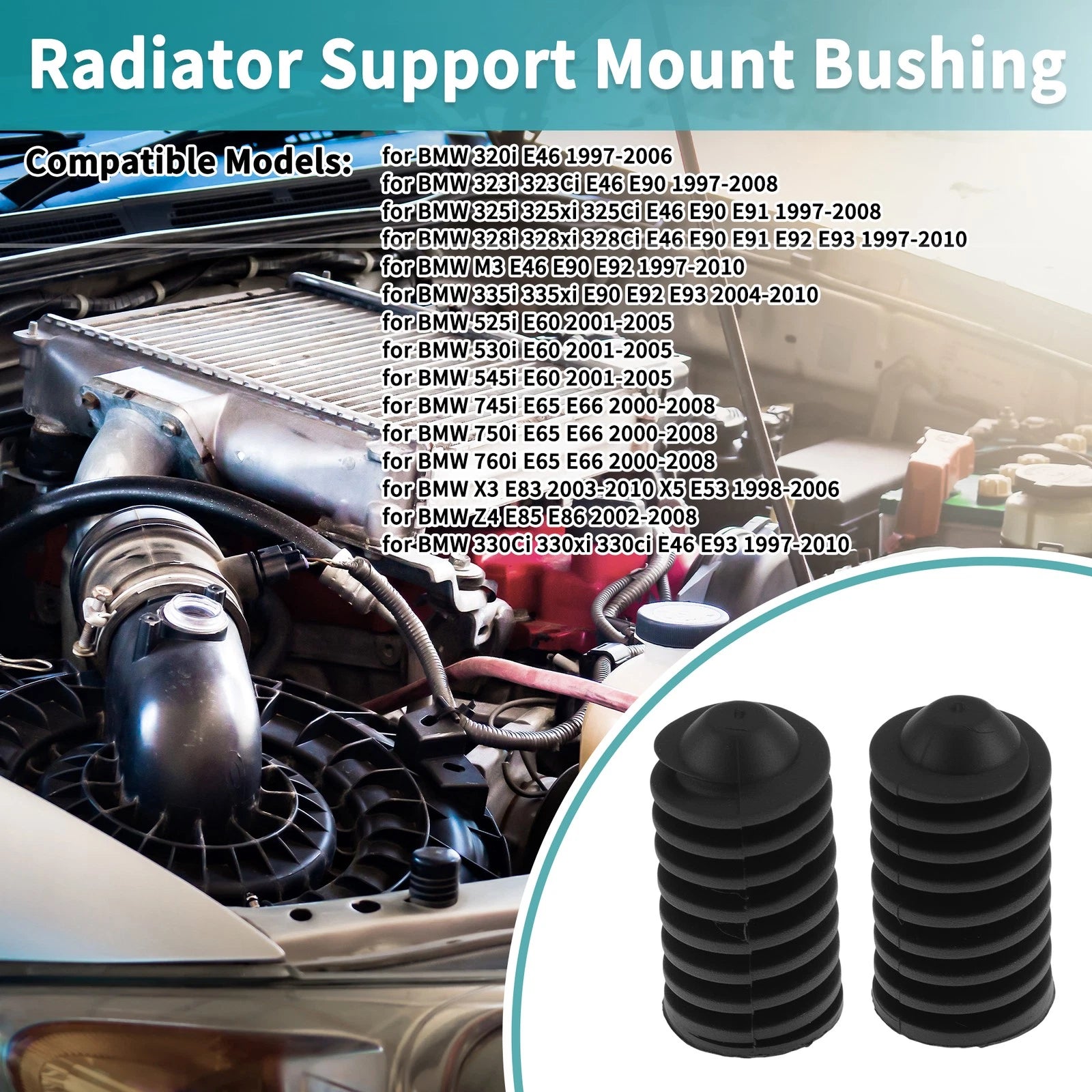 Radiator Mount Bracket Set Replacement for BMW 320i E46 (1997–2006)