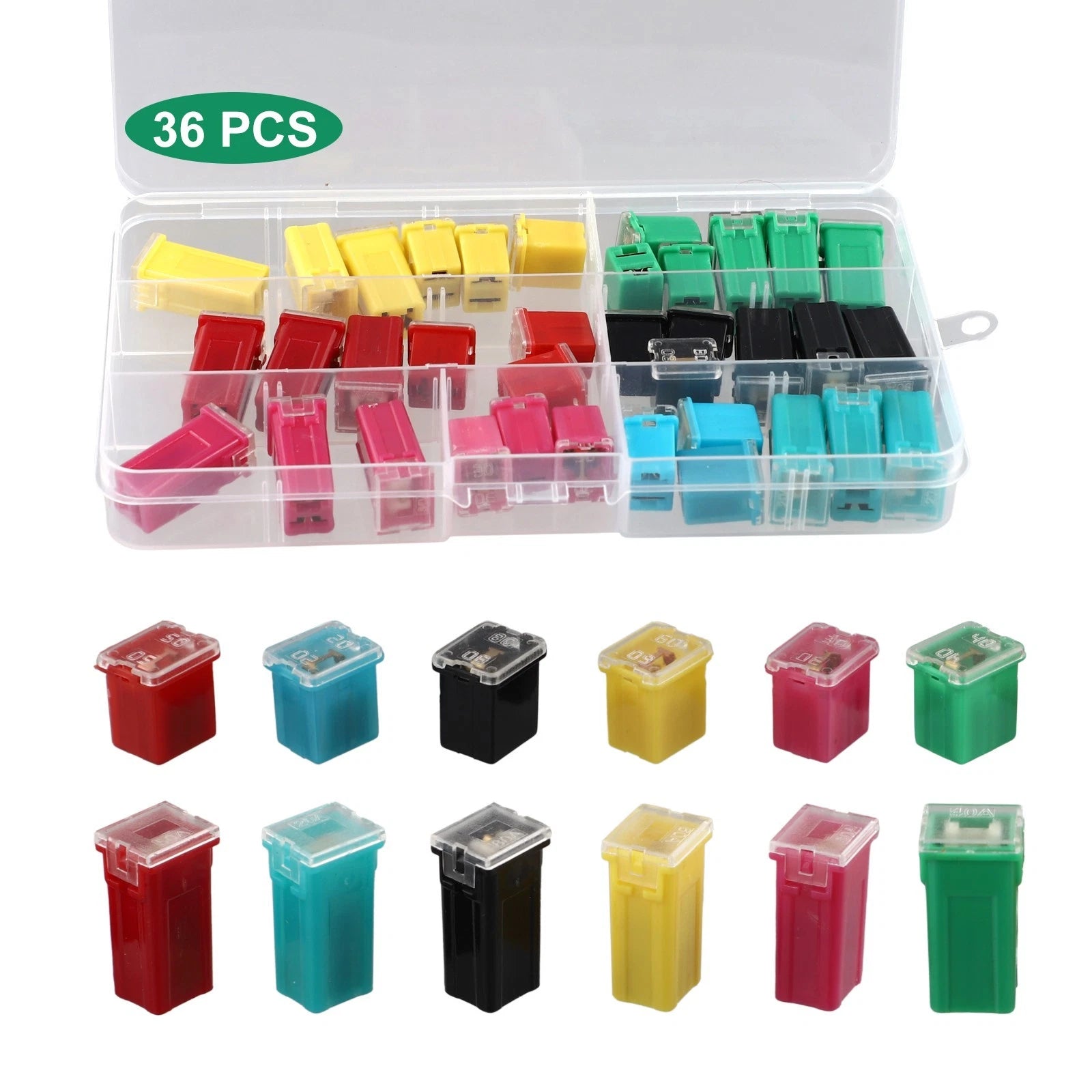 36pcs Car Fuse Assortment Kit Fire Resistant