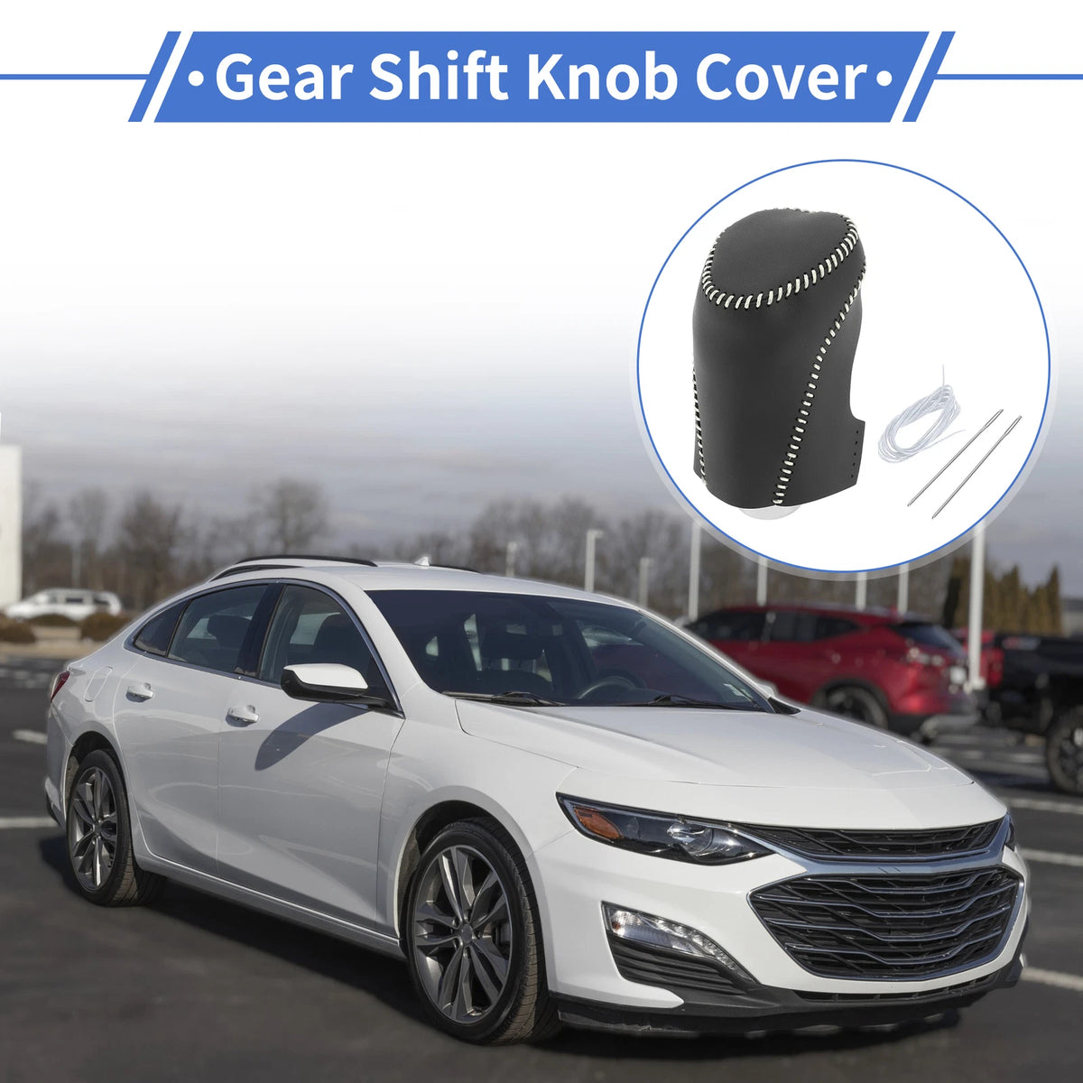 1 Pc Gear Shift Knob Cover for Chevrolet Malibu (2016–2020) Black Grey