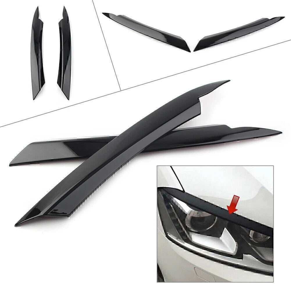 Glossy Black Headlight Eyelid Trim for VW Passat B7 (2010–2014)