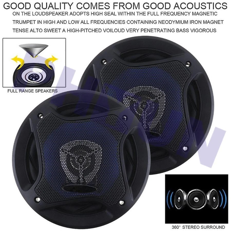 2Pcs 6.5 Inch 500W Coaxial Speakers for Car Audio Systems