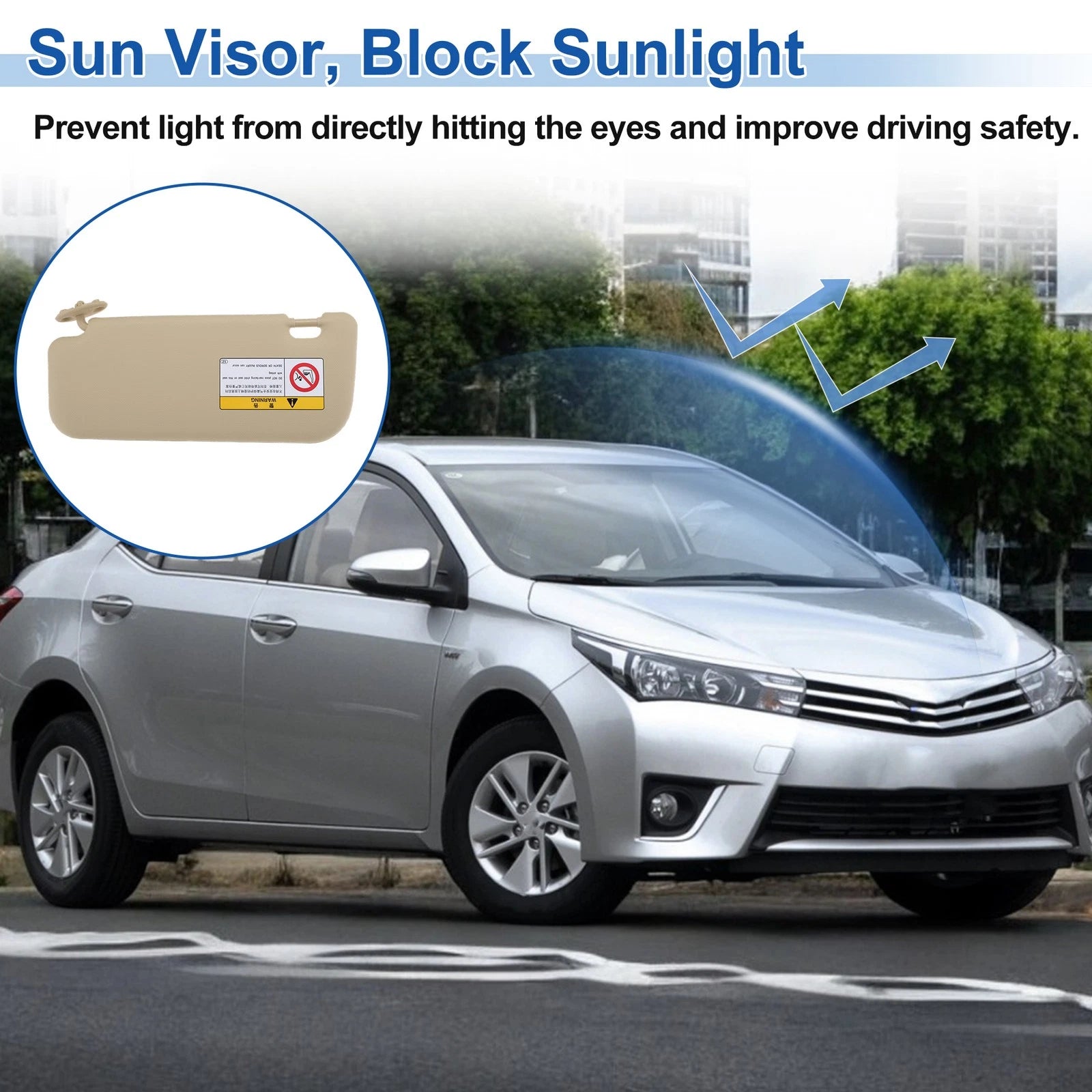 Right Side Sun Visor for Toyota Corolla (2014–2018) Replace No. 7431002K91 Beige