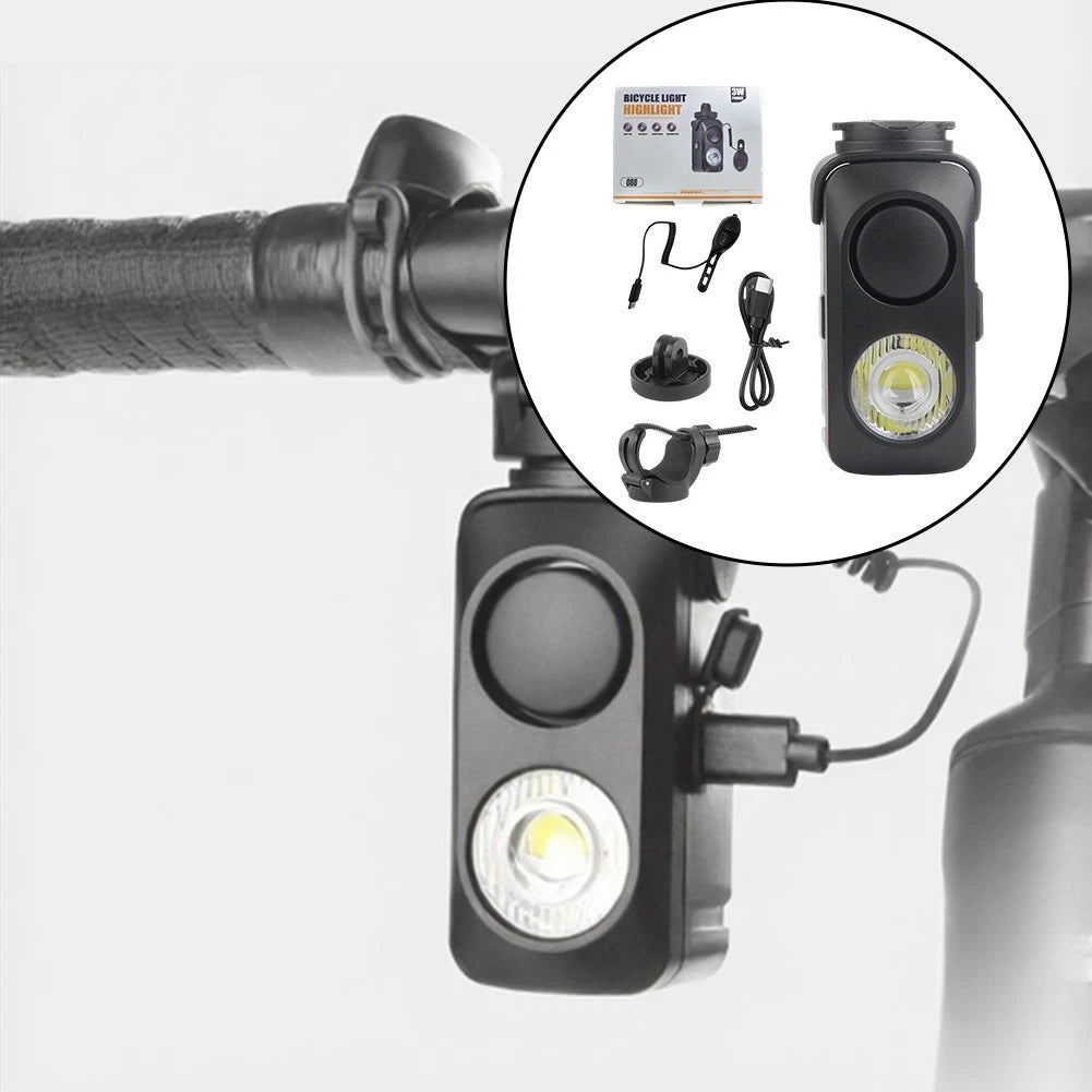 Bike LED Headlight with Horn 120dB Quick Release USB Charging