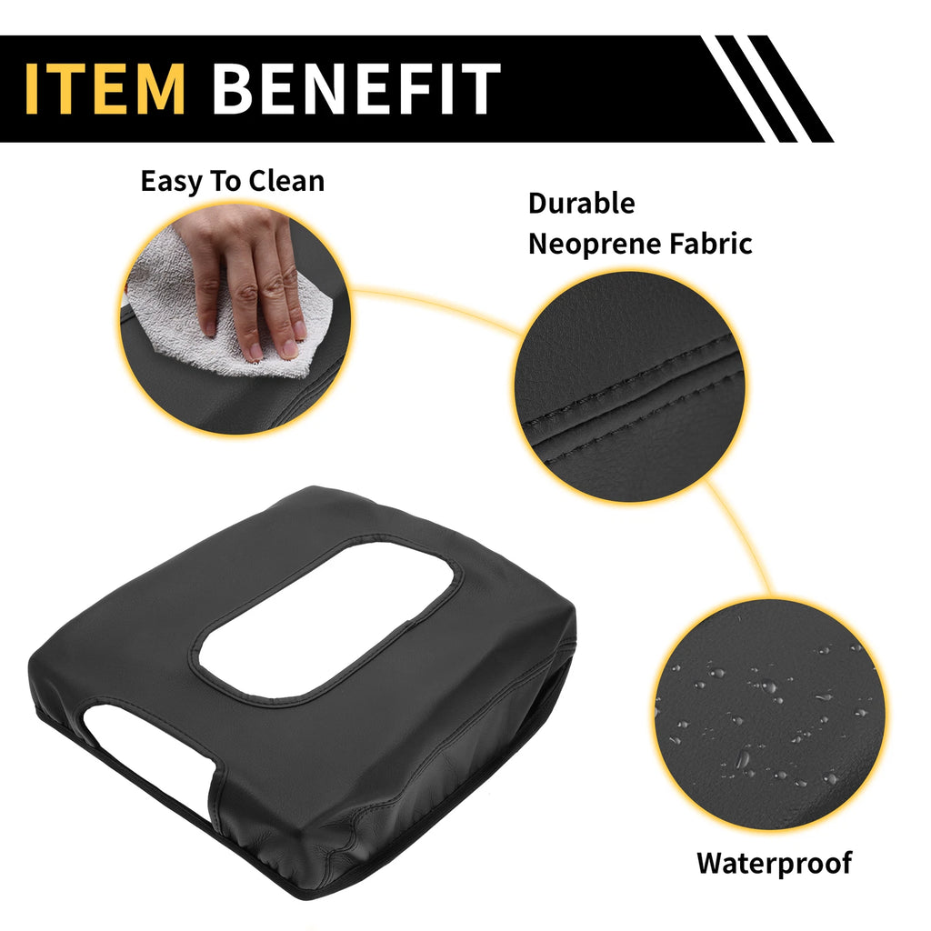 Center Console Cover for GMC Sierra 1500 (2014–2023) Microfiber Leather Black