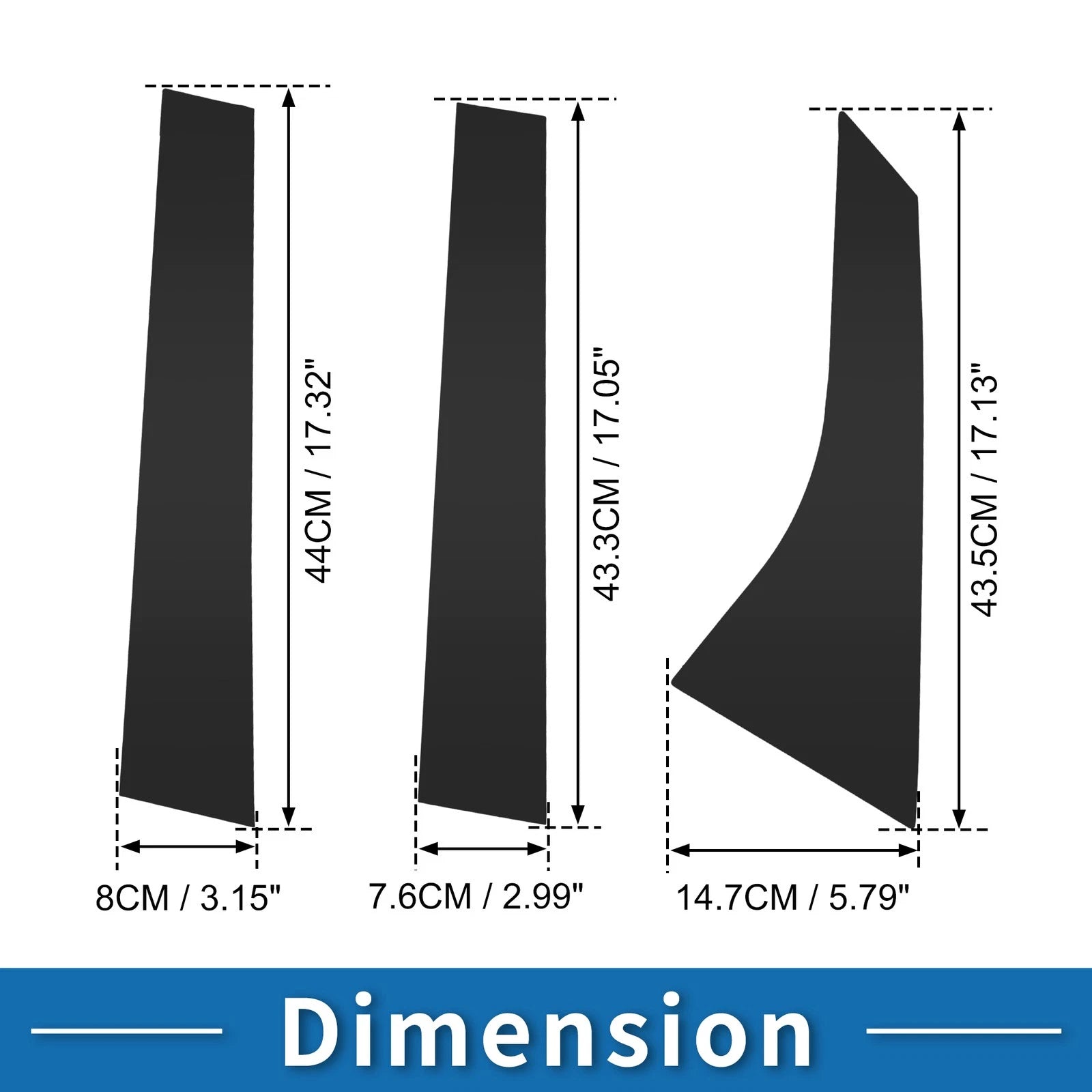 6pcs Door Pillar Window Trim for Ford Focus (2008–2011) Black