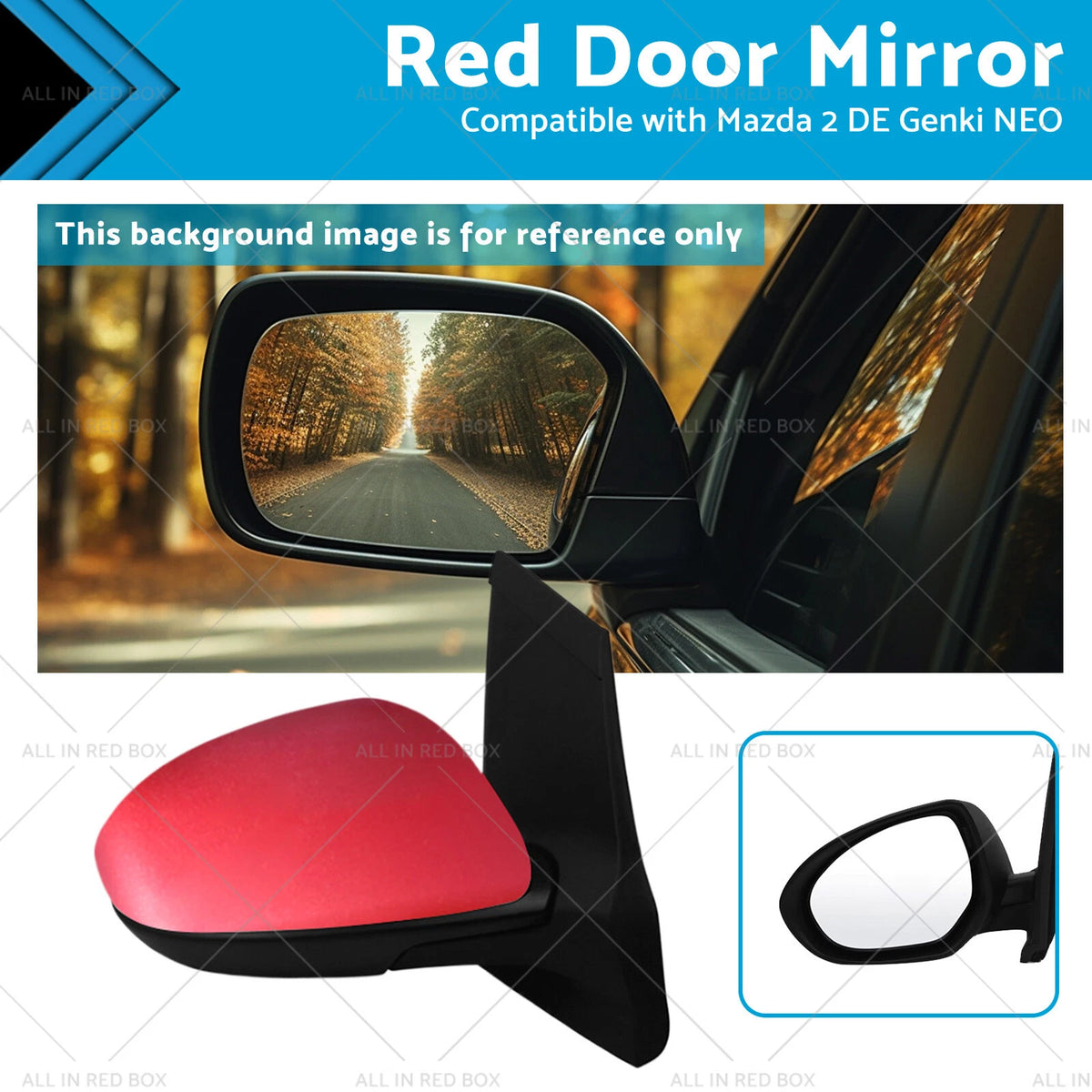 Left Side Red Door Mirror for Mazda 2 DE NEO MAXX (2007–2014)