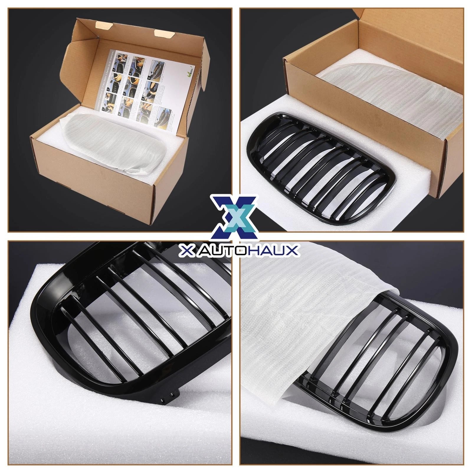 Gloss Black Front Kidney Grille for BMW E92 3 Series (2007–2010)