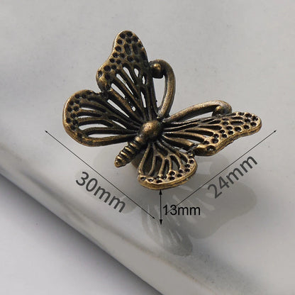 5Pc Antique Butterfly Pull Handle Knob For Drawer Door Cabinet Dress Jewelry Box