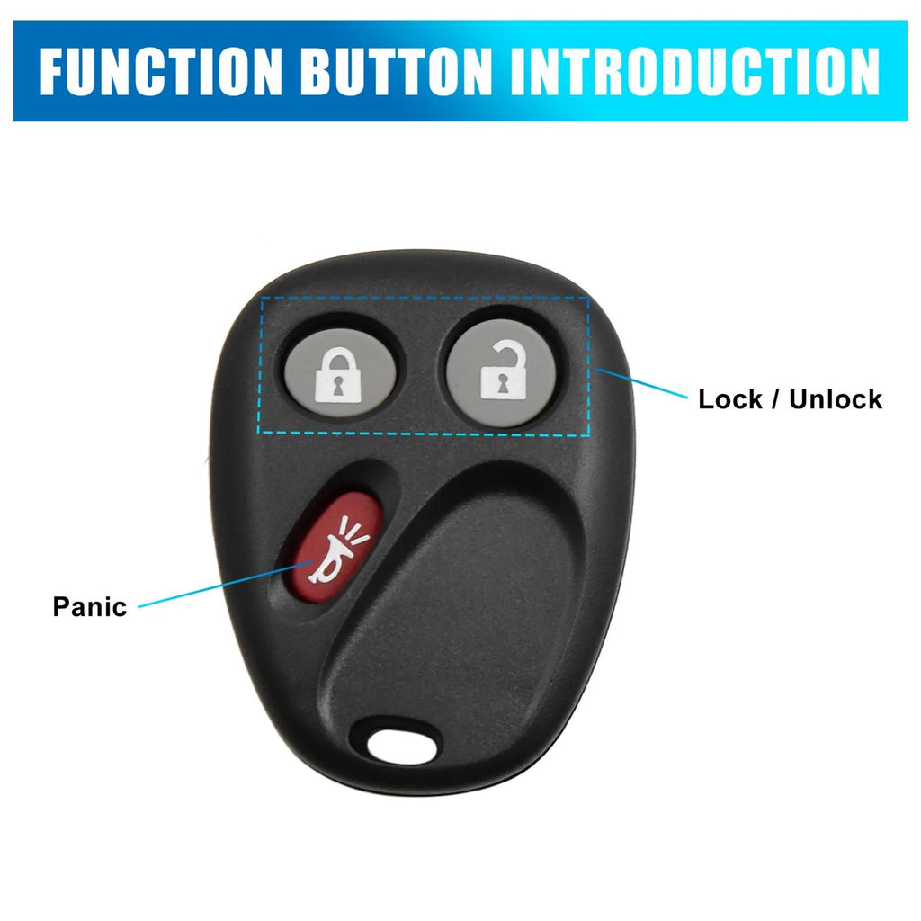Car Key Fob Shell Case OEM Replacement for Chevrolet Cadillac GMC (3 Button)