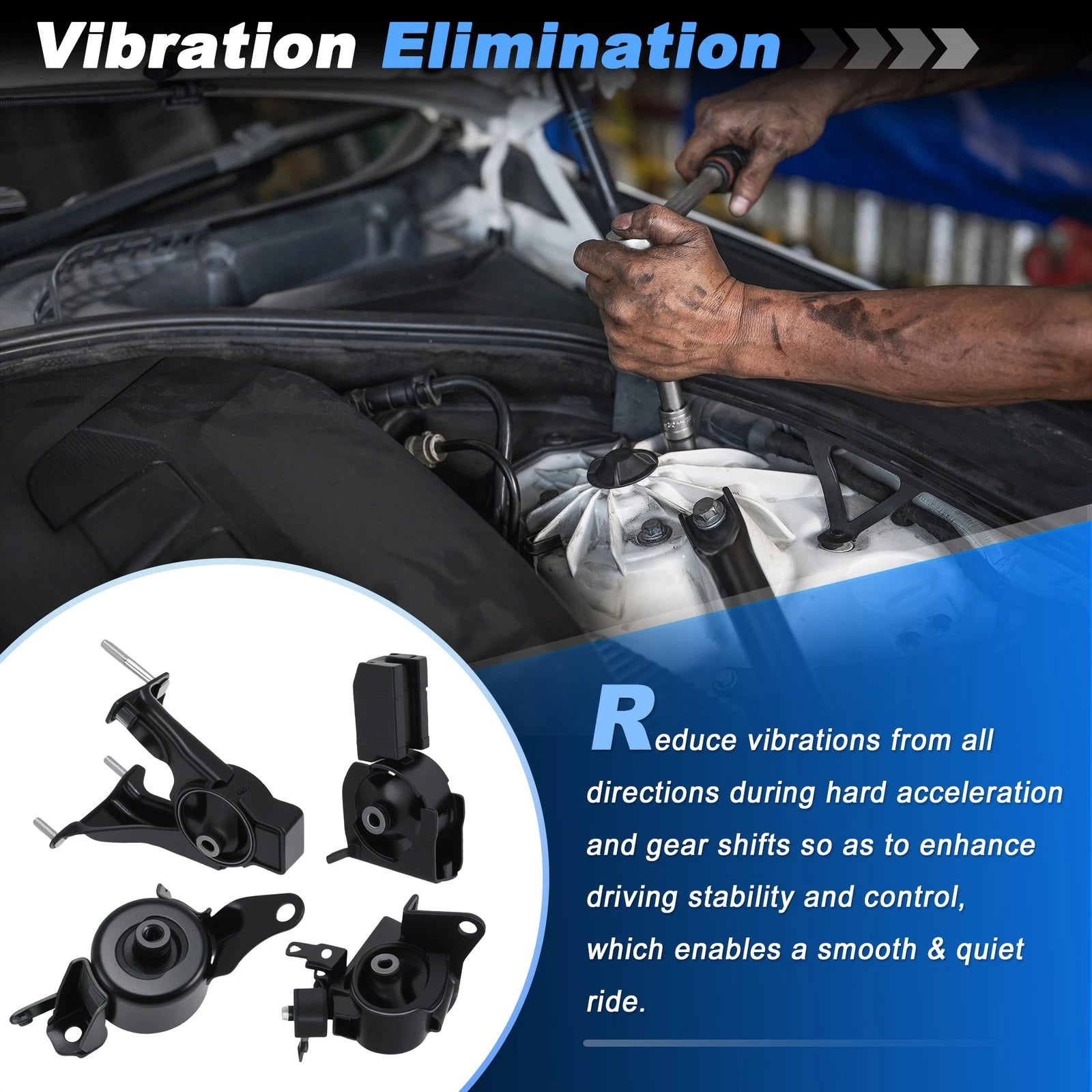 4X Engine Motor & Transmission Mount Kit for Scion TC 2.4L (2005–2010)