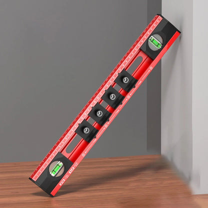 Level ruler with drilling template and positioning slider 4 hole 4 8 mm bore