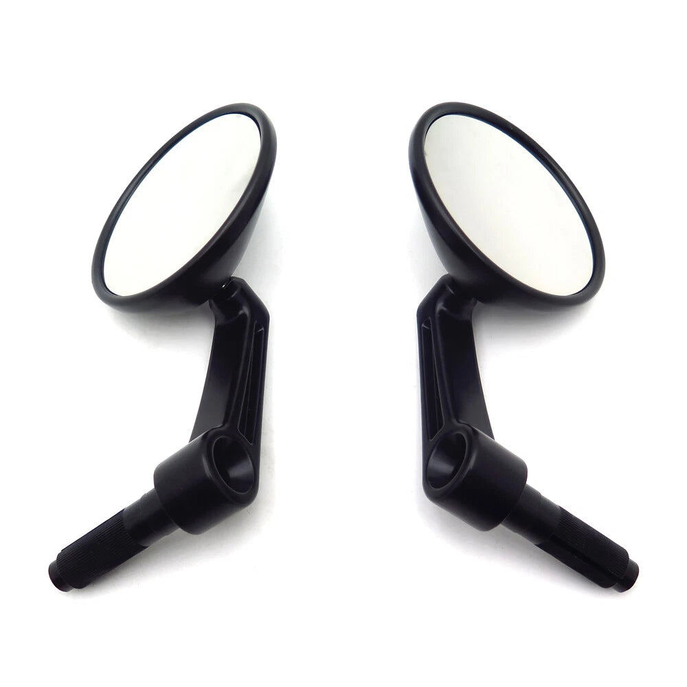 1 Pair Adjustable Black Round Bar End Rearview Side Mirrors for Cafe Racer