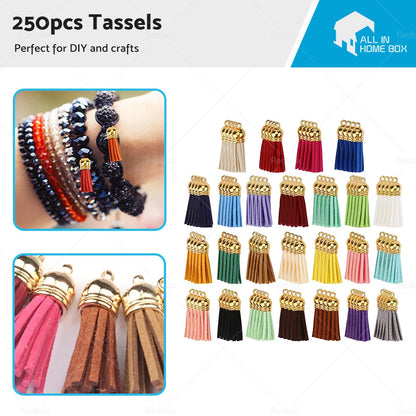 250PCS Leather Keychain Tassels for DIY Jewelry