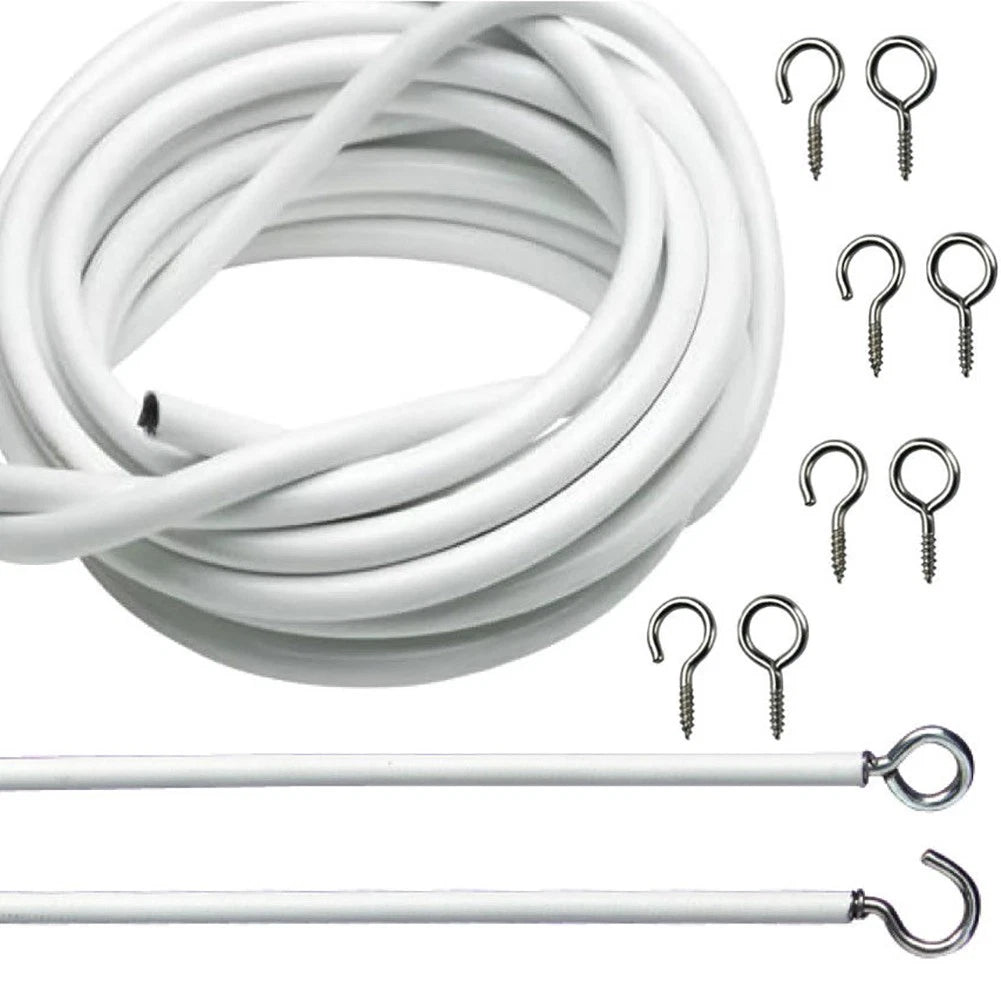 Net Curtain Wire for DIY Window Cord Cable with Hooks & Eyes
