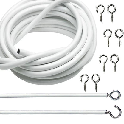 Net Curtain Wire for DIY Window Cord Cable with Hooks & Eyes
