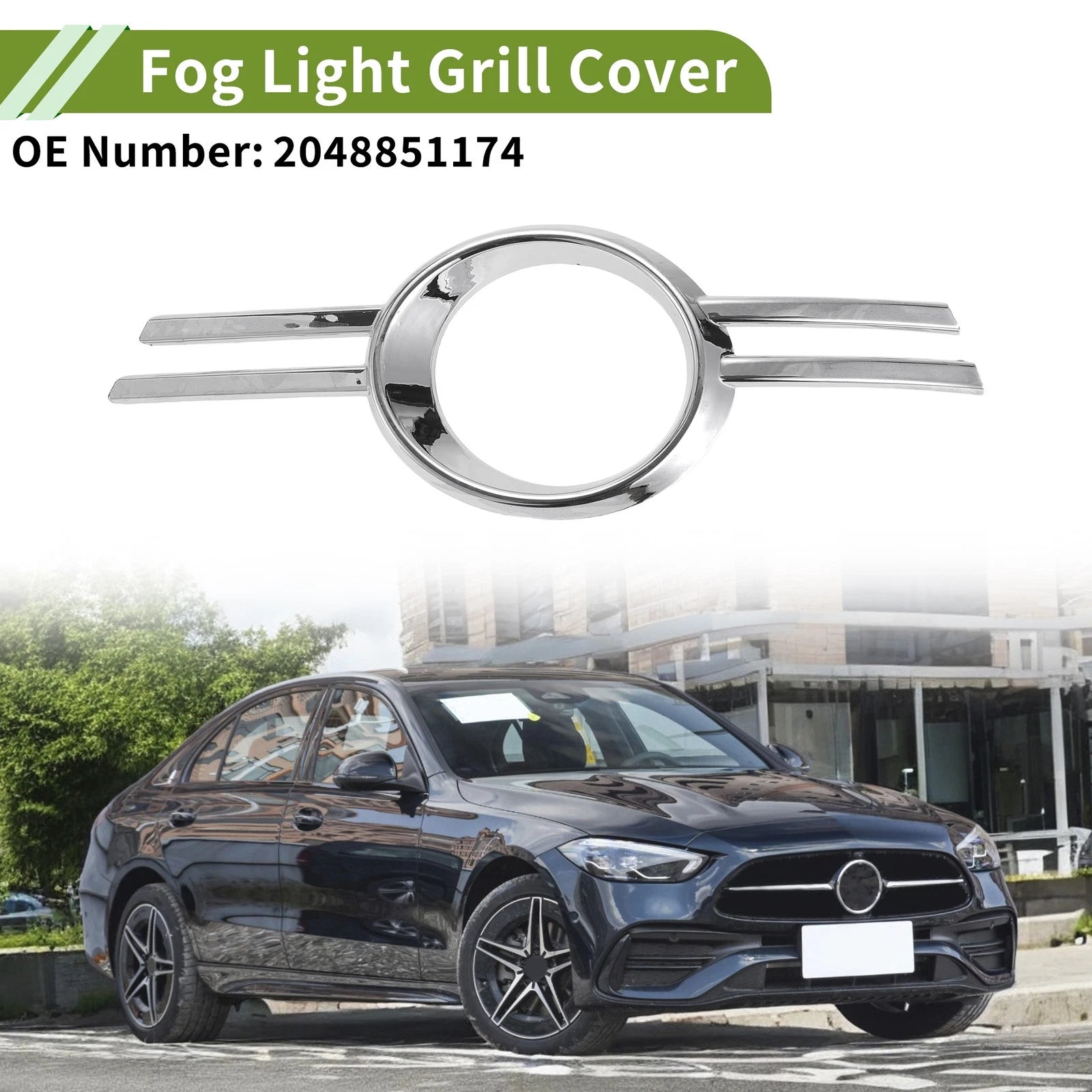 Left Front Fog Light Grill Replacement for Mercedes-Benz C-Class (2007–2011)