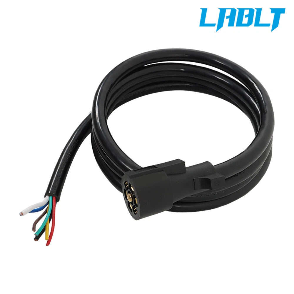 7 Pin Trailer Cable Cord with 7-Way Wire Harness Connector (6-16FT)