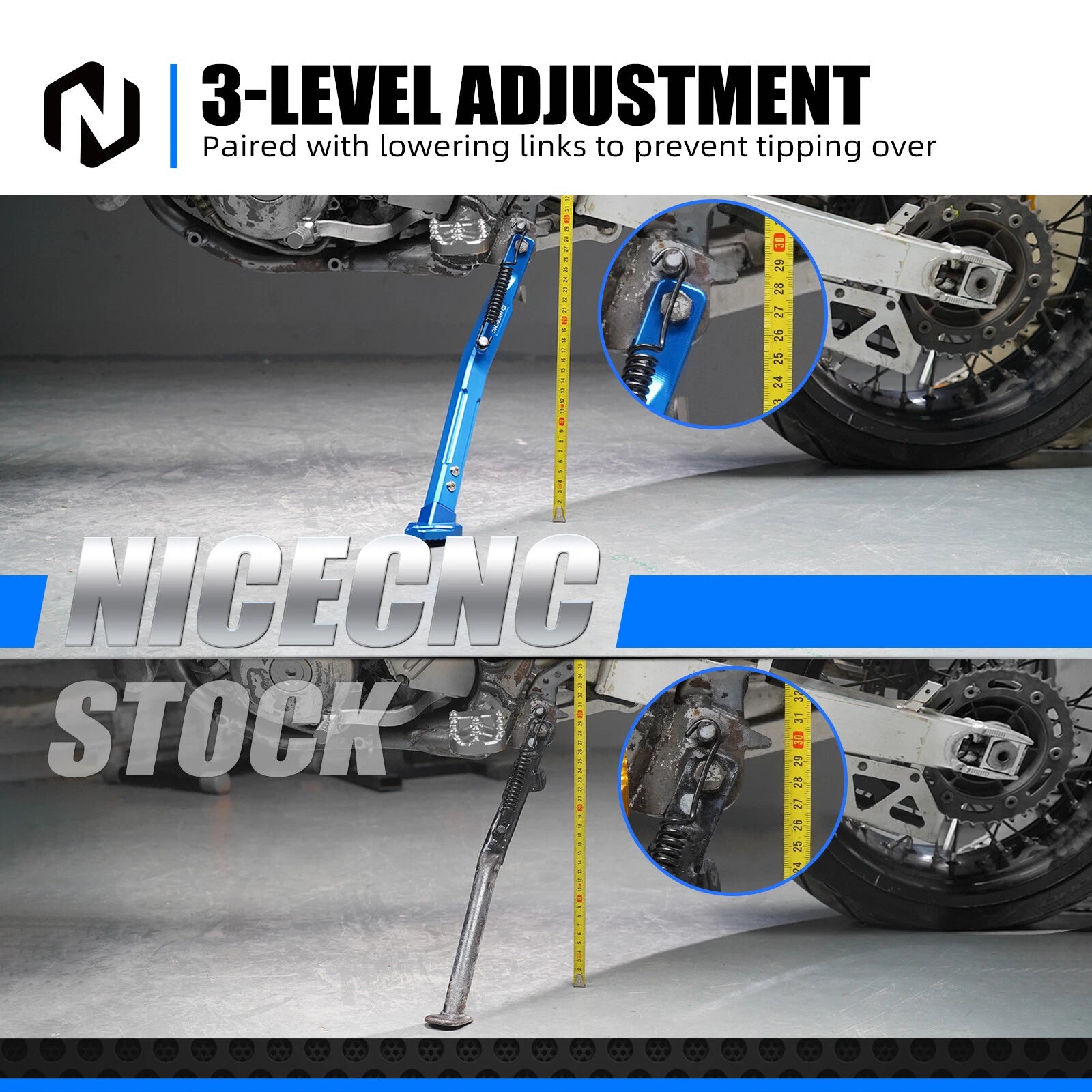 NICECNC Adjustable Kickstand for Suzuki DR-Z400 E S SM (2000–2024)