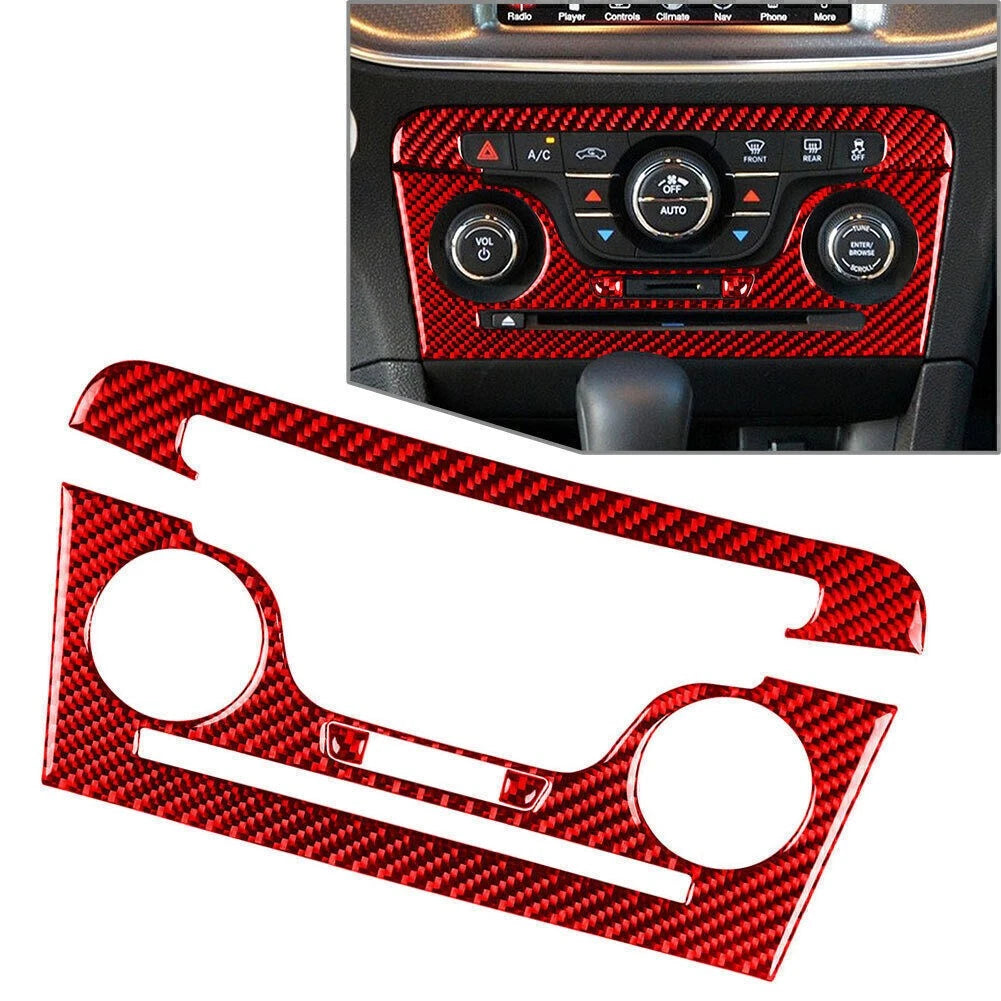 Set of 4 Interior Console CD AC Panel Cover Trim Red for Dodge Charger (2011–2014)