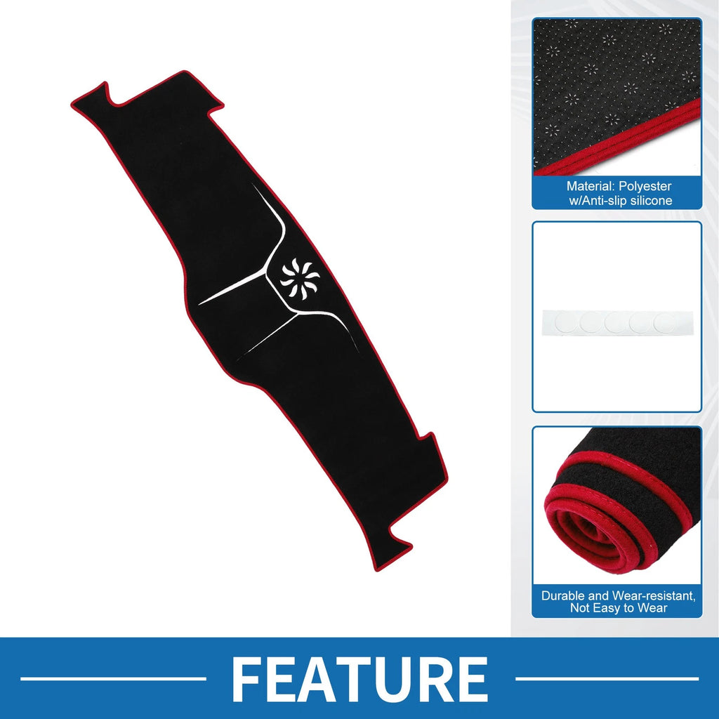 Dashboard Dash Cover Mat for Ford Mustang Mach-E 2021–2024 Black Red