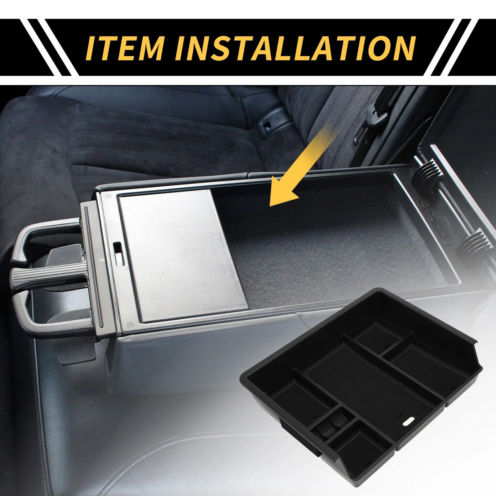 Center Console Organizer Box Tray for Chevy Silverado GMC Sierra Black
