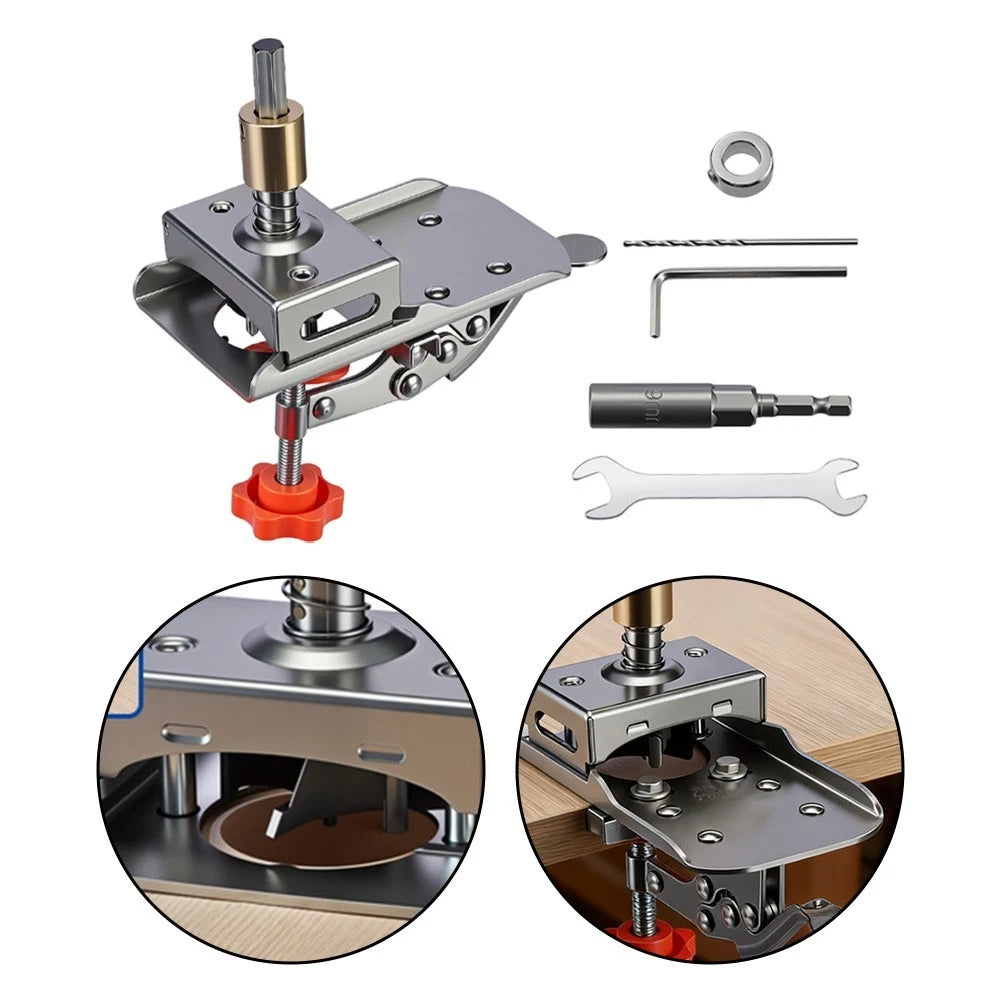 Quick Release Stainless Steel Hinge Hole Puncher with Rebound Feature