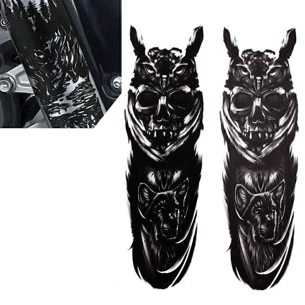 2x Custom Front Fork Skull Decal Medallion Nameplate Stickers For Harley Yamaha