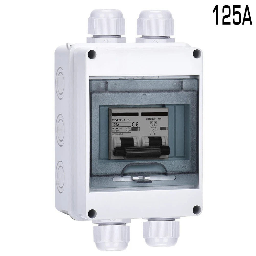 2 Pole PV Disconnect Box DC1000V Circuit Breaker for Solar Panels (6A 125A)