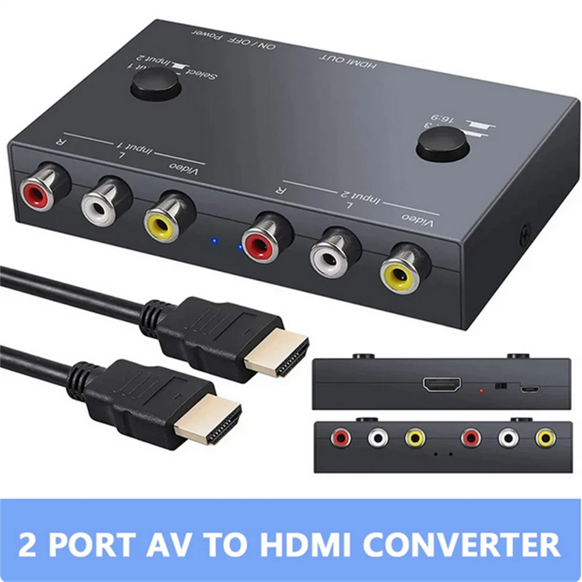 2 Port AV to HDMI Converter for (2010–2023)