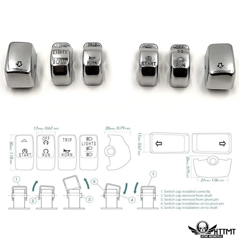 Chrome Hand Controls Switch Button Covers for Harley Davidson Softail (2011)