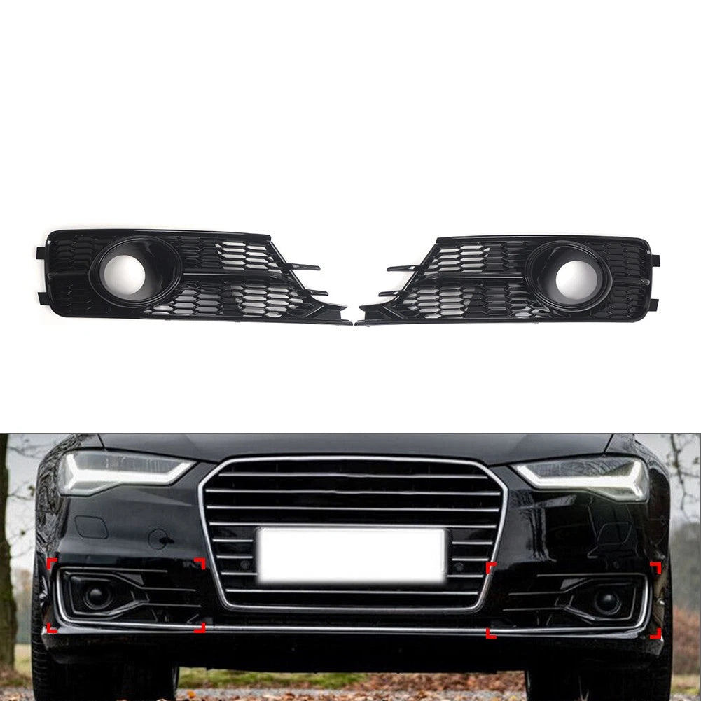 Front Fog Light Grille Cover Set for Audi A6 C7 (2016–2018) ACC Hole
