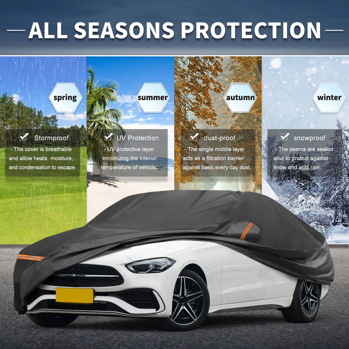 Waterproof PEVA Car Cover with Zipper for Mercedes-Benz C-Klasse (2014–2023)