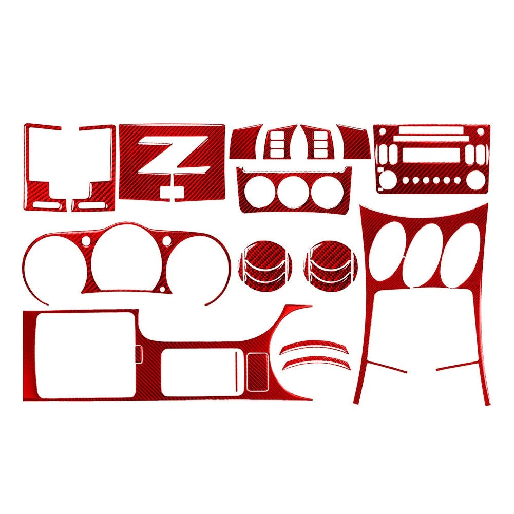 27 Pcs Interior Decoration Frame Cover for Nissan 350Z (2003–2009) Red