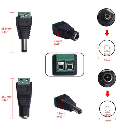 5 Pairs 5.5mm x 2.1mm DC Power Connector Jack Plug for 12V 24V Systems
