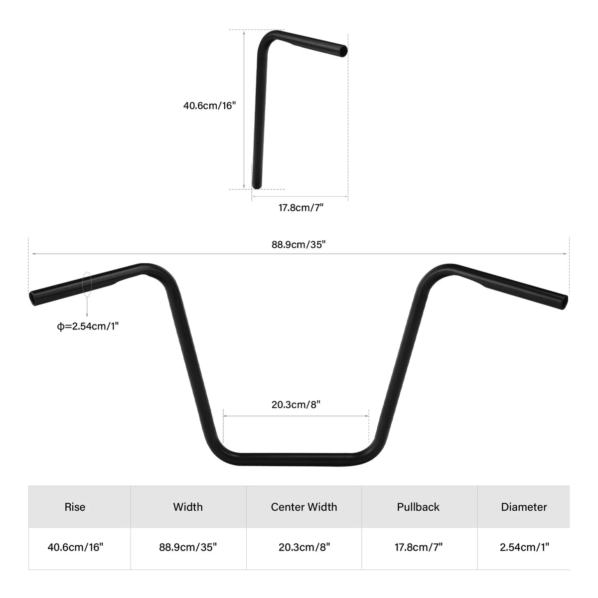 16" Rise 1" Ape Hanger Handlebar for Harley Softail Sportster XL (1982–Present)