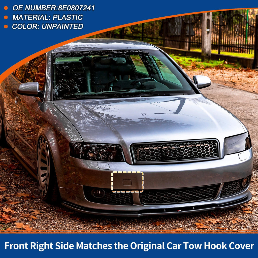 Front Car Bumper Tow Hook Cover for Audi A4 B6 (2002–2005) Unpainted