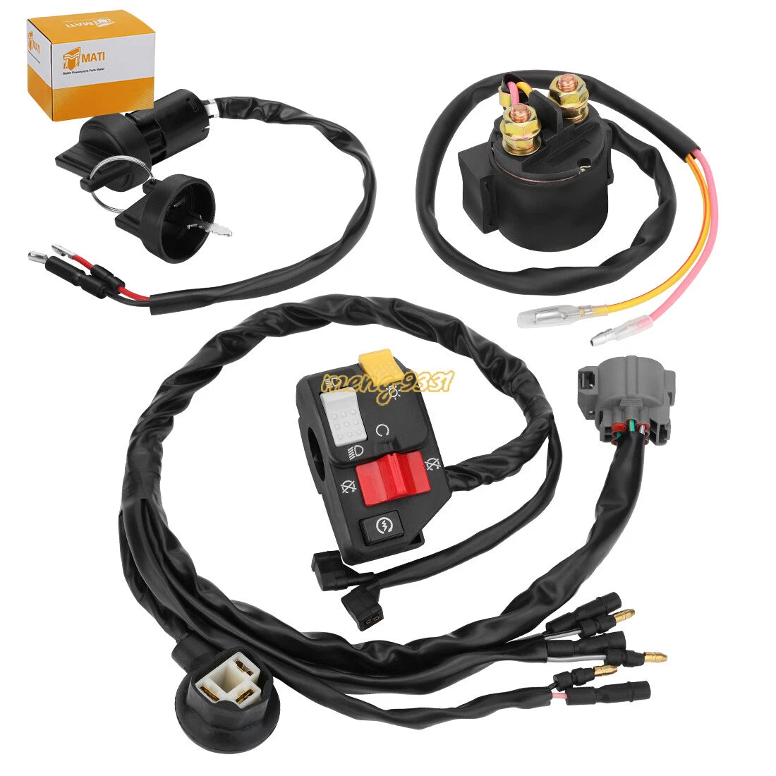 Handlebar Key Switch Starter Relay Kit for Honda Sportrax 300 TRX300EX (1993–2006)
