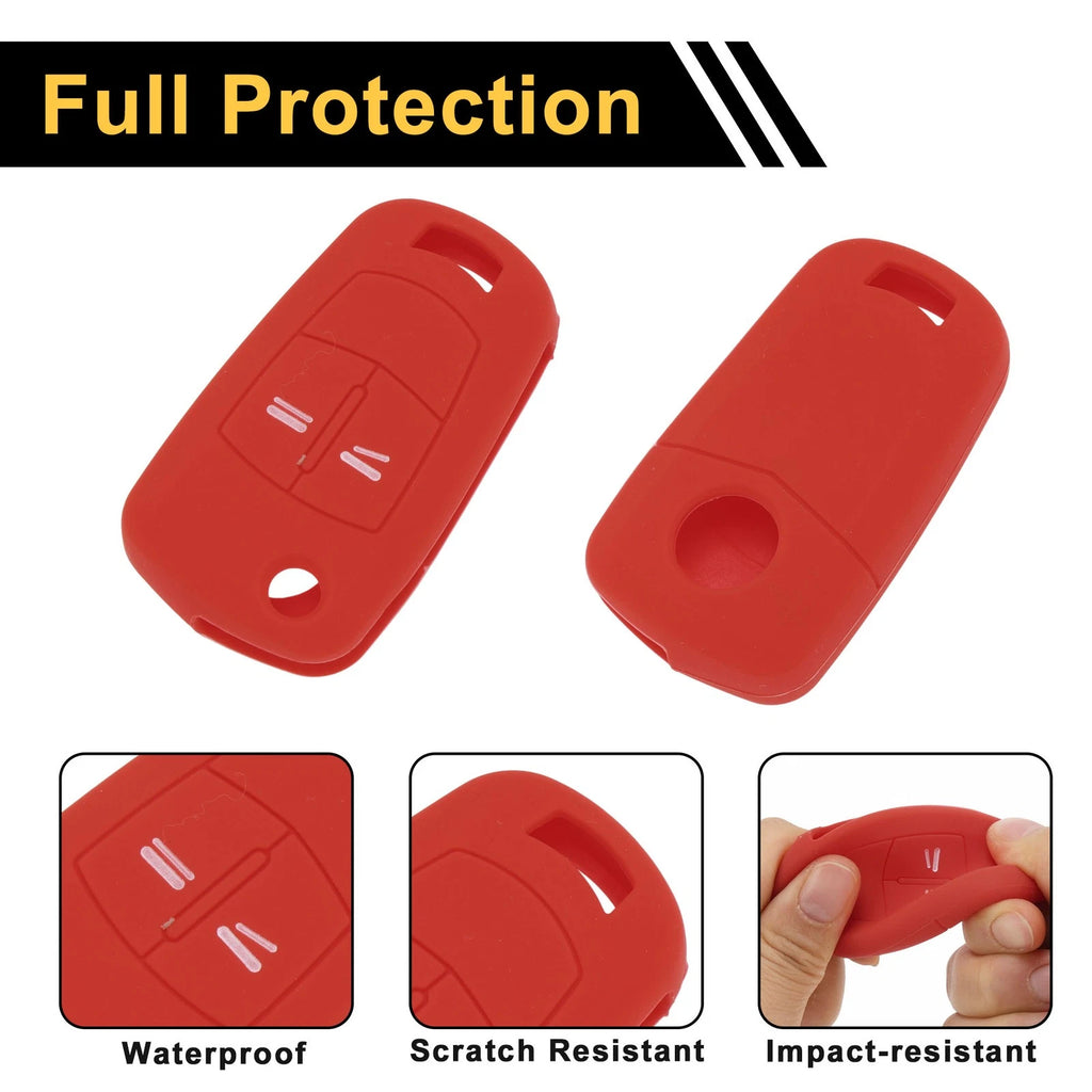 Red Silicone Key Case for Opel Corsa D (2006–2014) - 2 Buttons